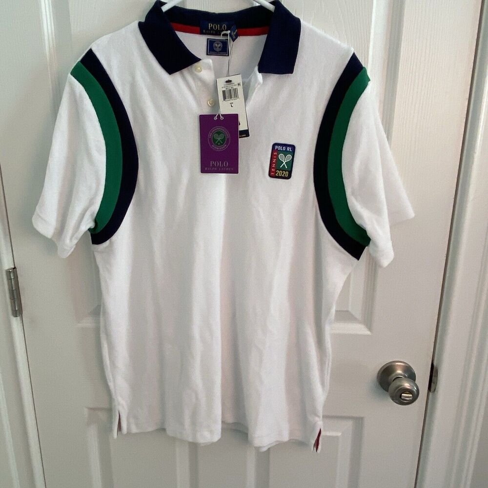 Polo Ralph Lauren Shirt Mens Size Large 2020 Wimbledon Tennis Terry Cloth L